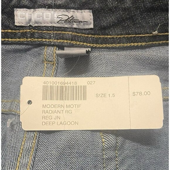 Chicos Jeans Womens Sz 1.5/US 10 Regular Blue Denim Platinum Bootcut Modern NWT - Picture 7 of 8